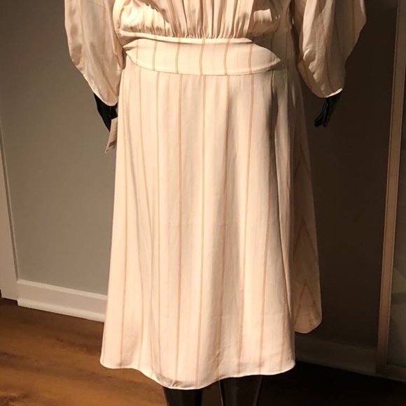 $466 JOIE GABISA ASYMMETRIC STRIPED VOILE DRESS PASTEL PINK 6 M - Picture 7 of 14